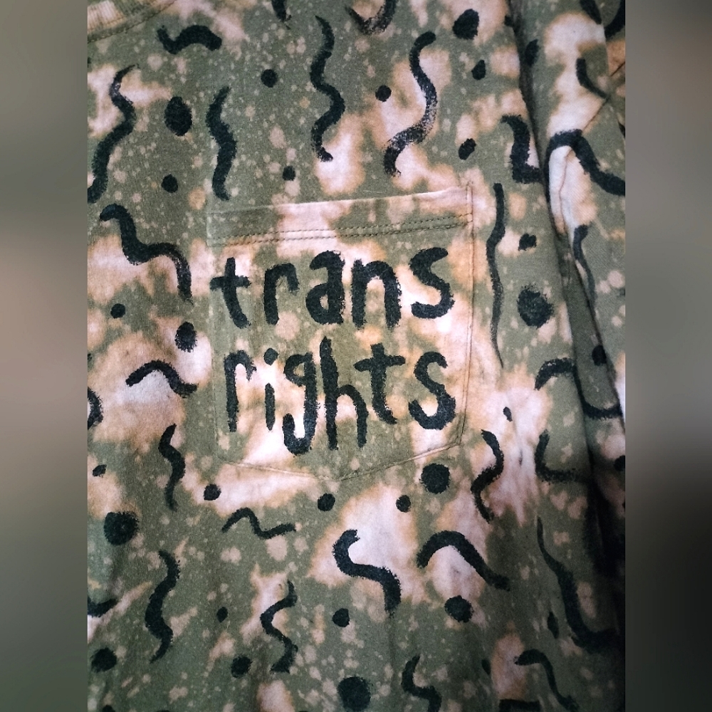 Trans Rights Allover Confetti Bleached Tee - Picture 3 of 4